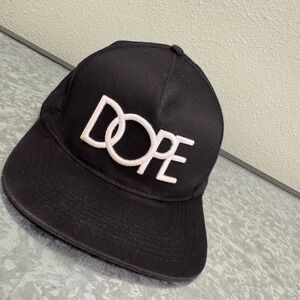 Dope Snapback Hat Mens OSFA Black Excellent Embroidered Logo Flat Brim Cap